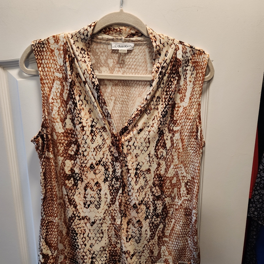 Calvin Klein Snake Print Sleeveless Top, Petite L